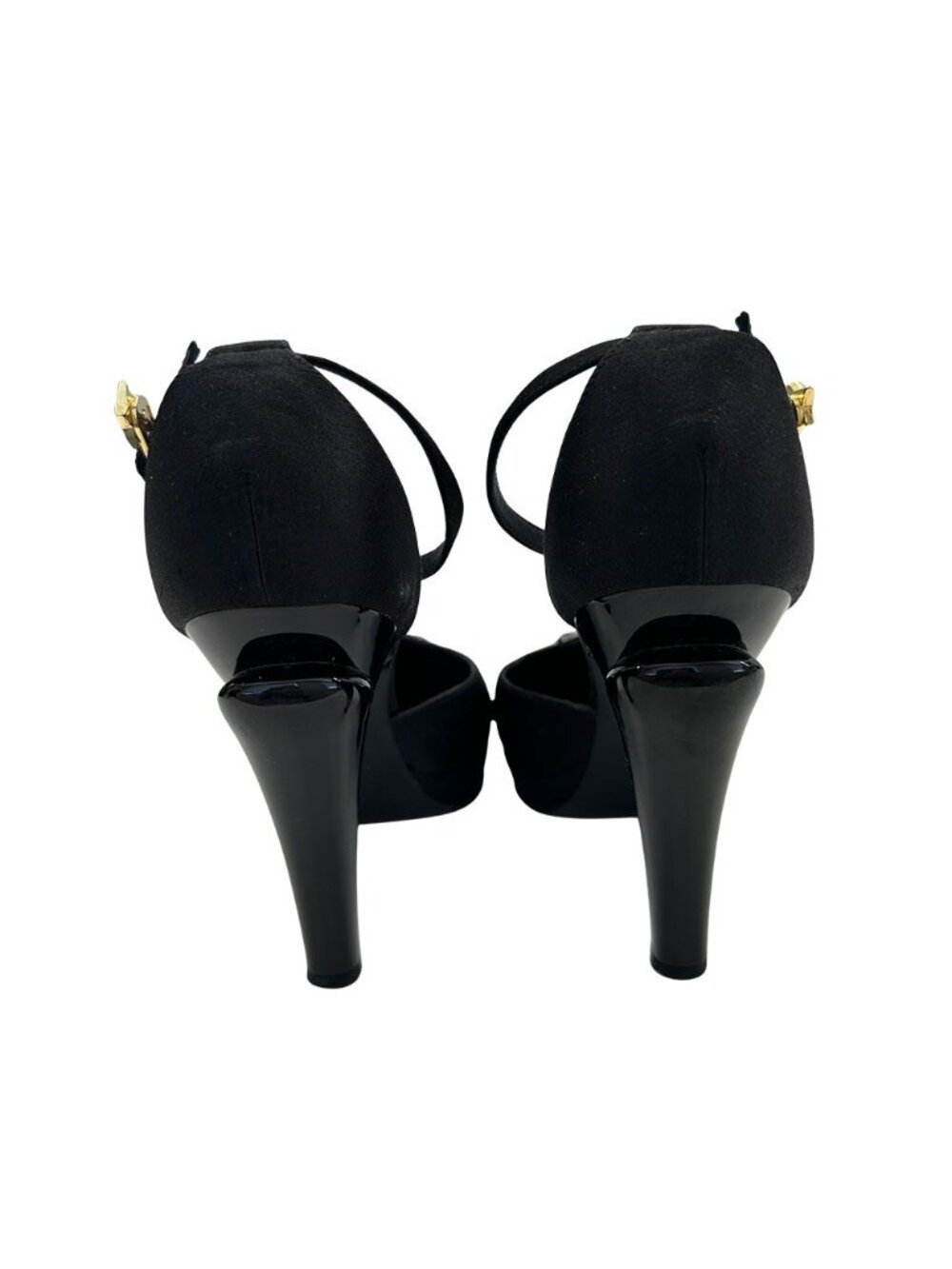 Chanel Shoes Leather Heels Black CC Logo Line - Picture 7 of 14